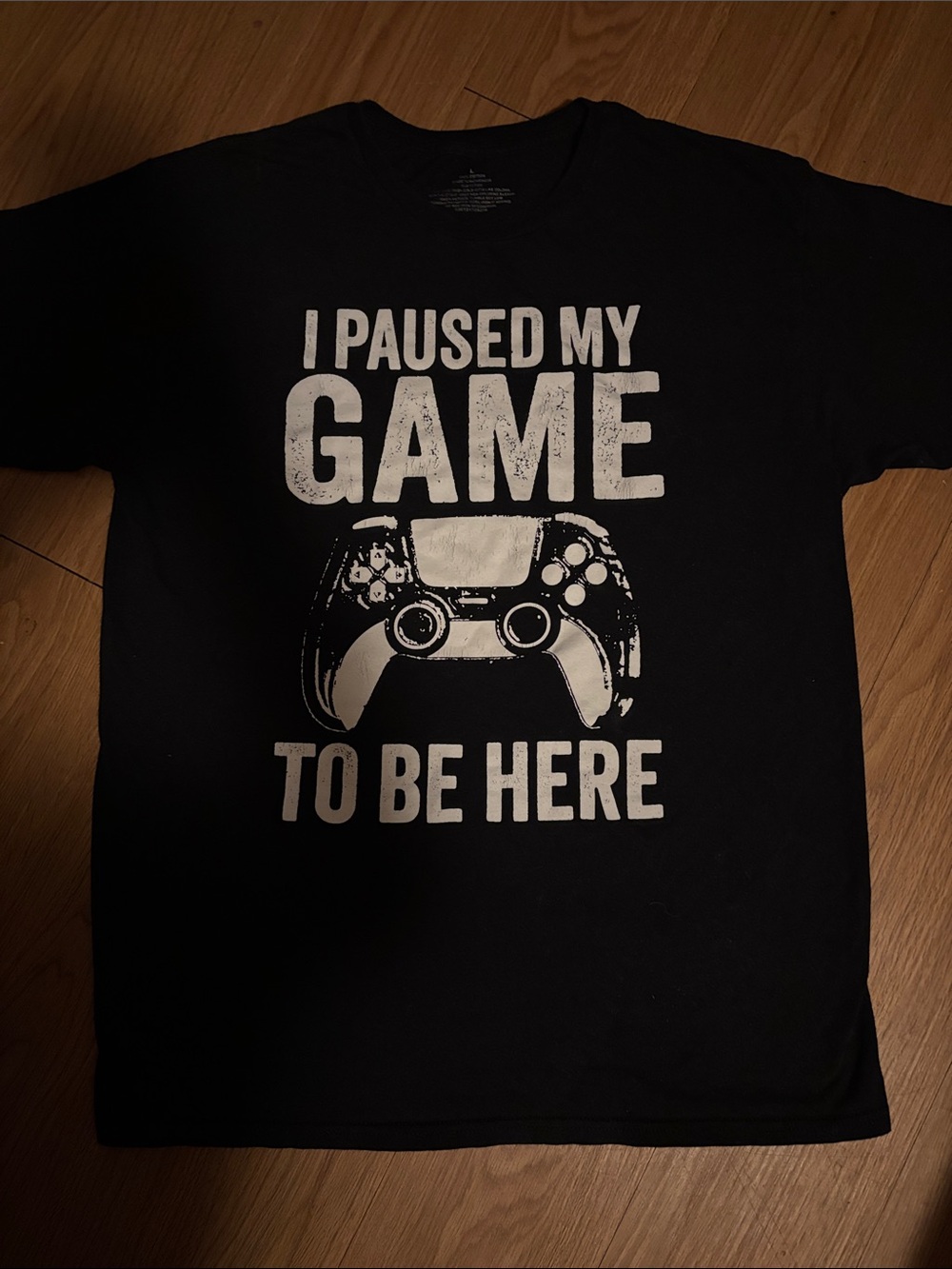Hanes Black Tee with White Gaming Controller Graphic